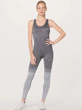 Lululemon Balance & Resist Bodysuit Gray Ombré Unitard Yoga Barre Fitness Gym 10